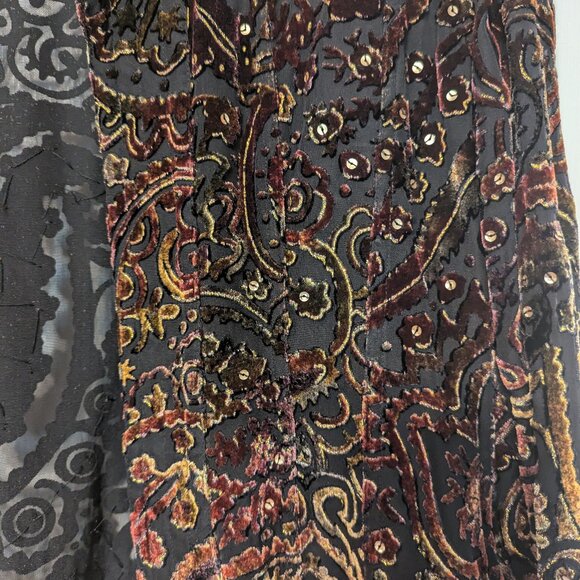 Chicos embroidered sheer formal jacket, rayon and silk, Chicos size 1 (8/10) - Picture 3 of 7